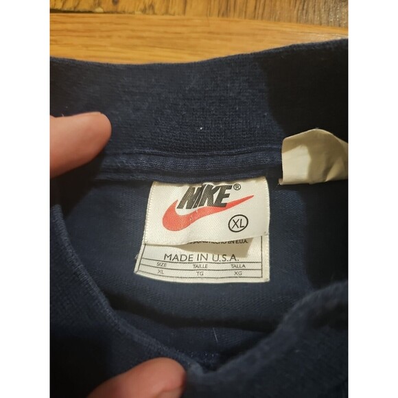 VTG 90s Nike Sweatshirt Men's XL Navy Blue High Neck Long Sleeve Swoosh - Picture 3 of 8